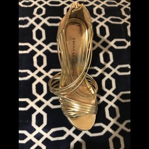 Gold High Heels- strappy open toe shoes